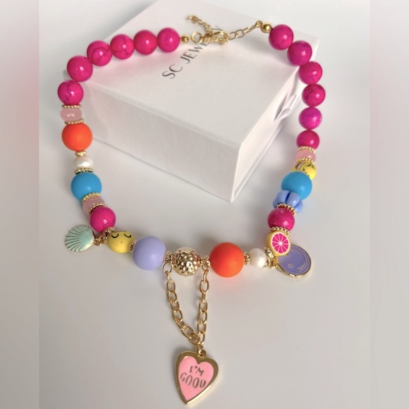 Gemstone Necklace Agate Stone Fimo Beads Handcrafted Necklace - Picture 4 of 8